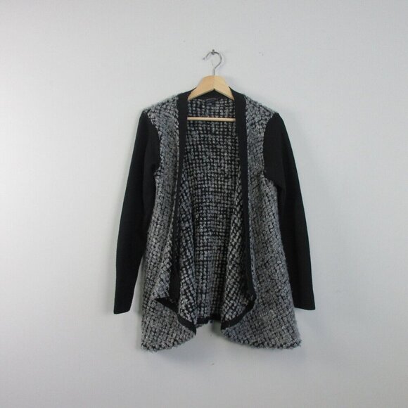 Club Monaco Women Open Cardigan Sweater S Grey Black Kimono Wool Texture 468 - Picture 1 of 7